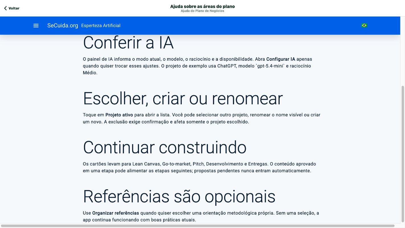 Ajuda contextual aberta dentro do app