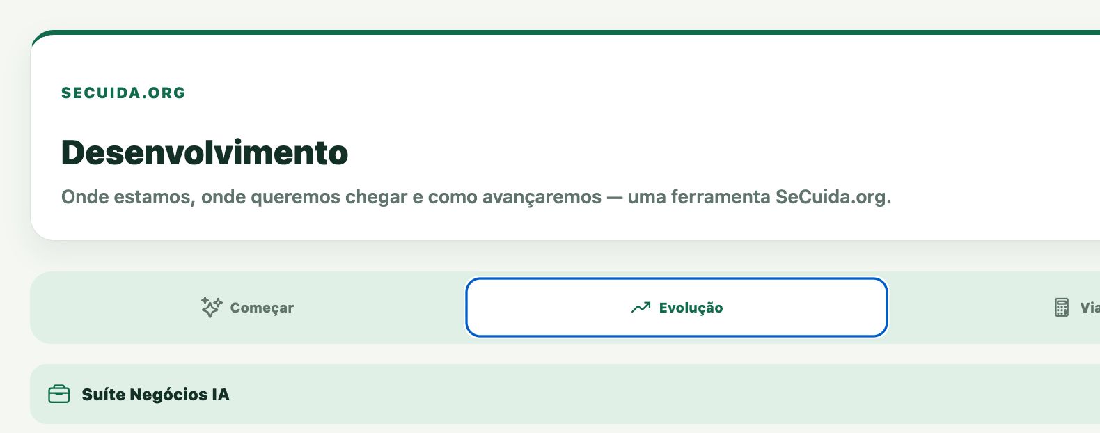 Visão Evolução do Plano de Desenvolvimento